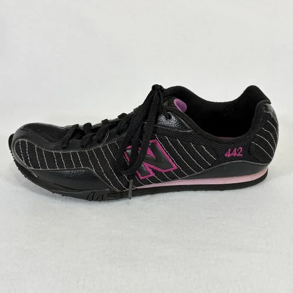 New Balance 442 Running Shoes Womens 8 Black Purple Sneakers Trainers WL442GGP